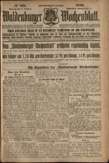 Waldenburger Wochenblatt, Jg. 62, 1916, nr 231