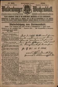 Waldenburger Wochenblatt, Jg. 62, 1916, nr 232