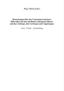 Bemerkungen über das Vorkommen nutzbarer Mineralien auf dem nördlichen Abhang des Riesen- und Jser-Gebirges, den Vorbergen und Umgebungen [Dokument elektroniczny]