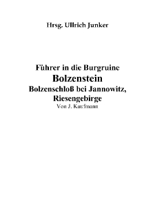 Führer in die Burgruine Bolzenstein Bolzenschloß bei Jannowitz, Riesengebirge [Dokument elektroniczny]