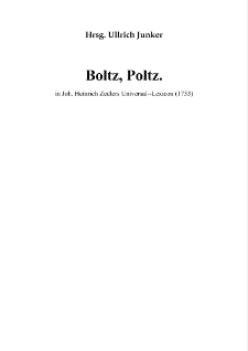 Boltz, Poltz : in Joh. Heinrich Zedlers Universal-Lexicon (1733) [Dokument elektroniczny]