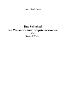 Das Schicksal der Warmbrunner Propsteiurkunden [Dokument elektroniczny]