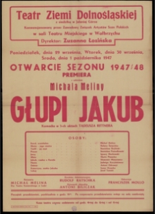 Głupi Jakub - afisz premierowy [Dokument życia społecznego]