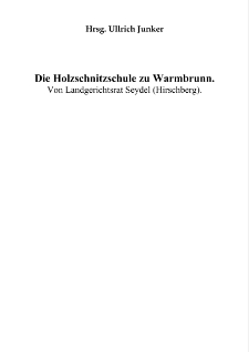 Die Holzschnitzschule zu Warmbrunn [Dokument elektroniczny]