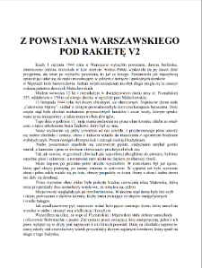 Z Powstania Warszawskiego pod rakietę V2