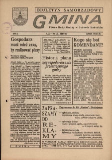 Gmina : biuletyn samorządowy : pismo Rady Gminy w Jeżowie Sudeckim, 1990, nr 2
