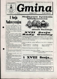 Gmina : biuletyn samorządowy : pismo Rady Gminy w Jeżowie Sudeckim, 1992, nr 11
