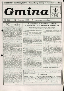 Gmina : biuletyn samorządowy : pismo Rady Gminy w Jeżowie Sudeckim, 1995, nr 23