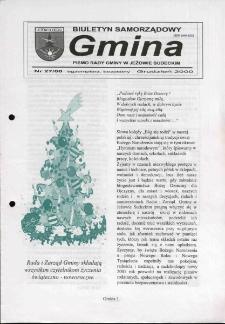 Gmina : biuletyn samorządowy : pismo Rady Gminy w Jeżowie Sudeckim, 2000, nr 27
