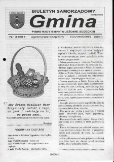 Gmina : biuletyn samorządowy : pismo Rady Gminy w Jeżowie Sudeckim, 2001, nr 29