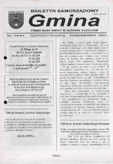 Gmina : biuletyn samorządowy : pismo Rady Gminy w Jeżowie Sudeckim, 2001, nr 32
