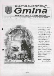 Gmina : biuletyn samorządowy : pismo Rady Gminy w Jeżowie Sudeckim, 2001, nr 33
