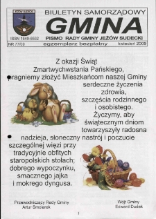 Gmina : biuletyn samorządowy : pismo Rady Gminy Jeżów Sudecki, 2009, nr 77