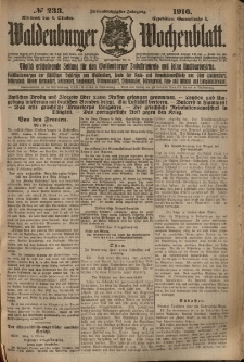 Waldenburger Wochenblatt, Jg. 62, 1916, nr 233