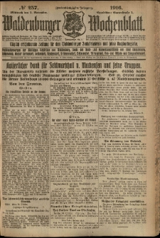 Waldenburger Wochenblatt, Jg. 62, 1916, nr 257