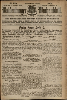 Waldenburger Wochenblatt, Jg. 62, 1916, nr 276