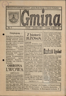 Gmina : biuletyn samorządowy : pismo Rady Gminy w Jeżowie Sudeckim, 1991, nr 7