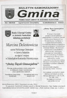 Gmina : biuletyn samorządowy : pismo Rady Gminy w Jeżowie Sudeckim, 2002, nr 36
