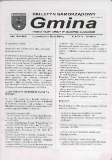 Gmina : biuletyn samorządowy : pismo Rady Gminy w Jeżowie Sudeckim, 2003, nr 40