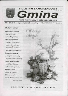 Gmina : biuletyn samorządowy : pismo Rady Gminy w Jeżowie Sudeckim, 2003, nr 41