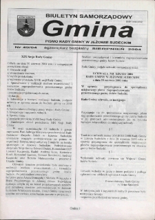 Gmina : biuletyn samorządowy : pismo Rady Gminy w Jeżowie Sudeckim, 2004, nr 49