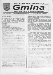 Gmina : biuletyn samorządowy : pismo Rady Gminy w Jeżowie Sudeckim, 2005, nr 54