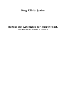 Beitrag zur Geschichte der Burg Kynast [Dokument elektroniczny]