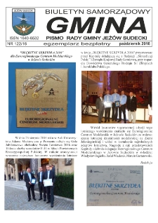 Gmina : biuletyn samorządowy : pismo Rady Gminy Jeżów Sudecki, 2016, nr 122