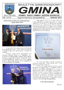 Gmina : biuletyn samorządowy : pismo Rady Gminy Jeżów Sudecki, 2019, nr 137