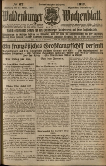 Waldenburger Wochenblatt, Jg. 63, 1917, nr 67