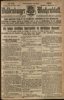 Waldenburger Wochenblatt, Jg. 63, 1917, nr 72
