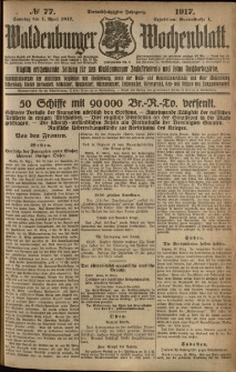 Waldenburger Wochenblatt, Jg. 63, 1917, nr 77