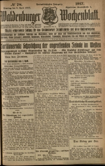 Waldenburger Wochenblatt, Jg. 63, 1917, nr 78