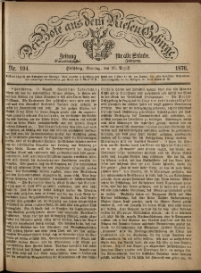 Der Bote aus dem Riesen-Gebirge : Zeitung für alle Stände, R. 64, 1876, nr 194