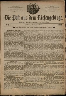 Die Post aus dem Riesengebirge, 1884, nr 1