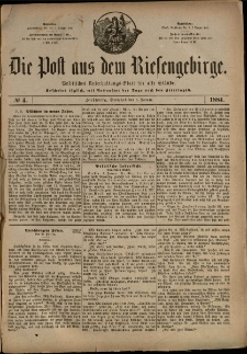 Die Post aus dem Riesengebirge, 1884, nr 4