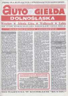 Auto Giełda Dolnośląska : pismo dla kupujących i sprzedających samochody, R. 2, 1993, nr 12 (49) [29.03]
