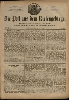 Die Post aus dem Riesengebirge, 1884, nr 19
