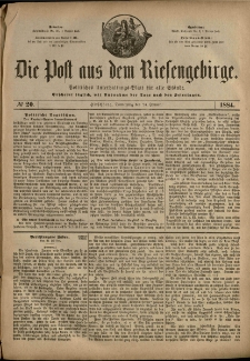 Die Post aus dem Riesengebirge, 1884, nr 20