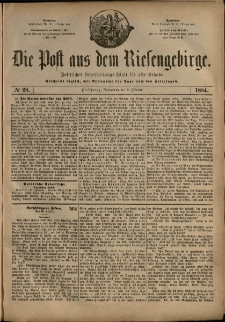 Die Post aus dem Riesengebirge, 1884, nr 28