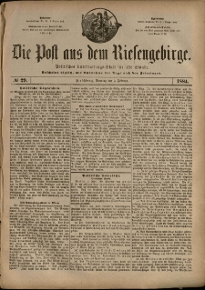 Die Post aus dem Riesengebirge, 1884, nr 29