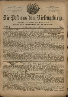 Die Post aus dem Riesengebirge, 1884, nr 38