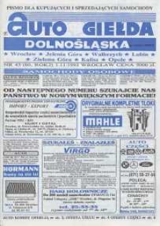 Auto Giełda Dolnośląska : pismo dla kupujących i sprzedających samochody, R. 2, 1993, nr 43 (80) [1.11]