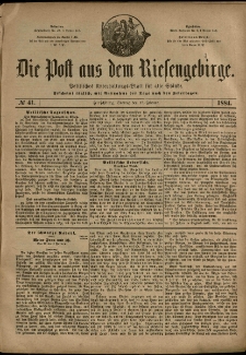 Die Post aus dem Riesengebirge, 1884, nr 41