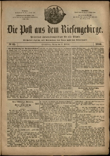 Die Post aus dem Riesengebirge, 1884, nr 45
