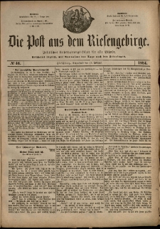 Die Post aus dem Riesengebirge, 1884, nr 46