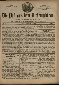 Die Post aus dem Riesengebirge, 1884, nr 49