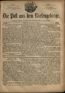 Die Post aus dem Riesengebirge, 1884, nr 67