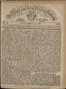 Der Bote aus dem Riesen-Gebirge : Zeitung für alle Stände, R. 65, 1877, nr 13