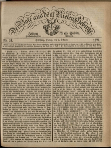 Der Bote aus dem Riesen-Gebirge : Zeitung für alle Stände, R. 65, 1877, nr 27